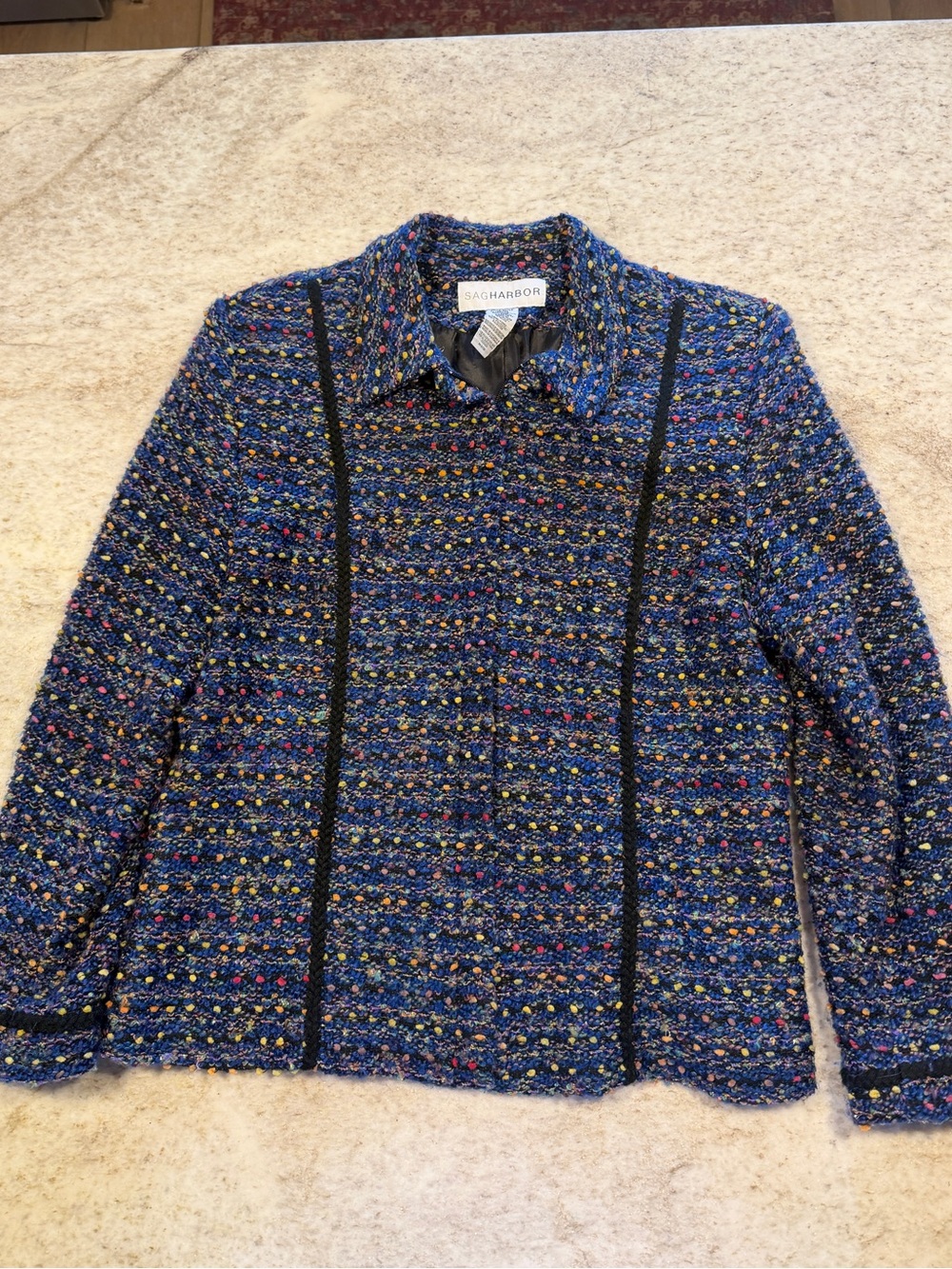 Sag Harbor Blue Tweed Knit Jacket
